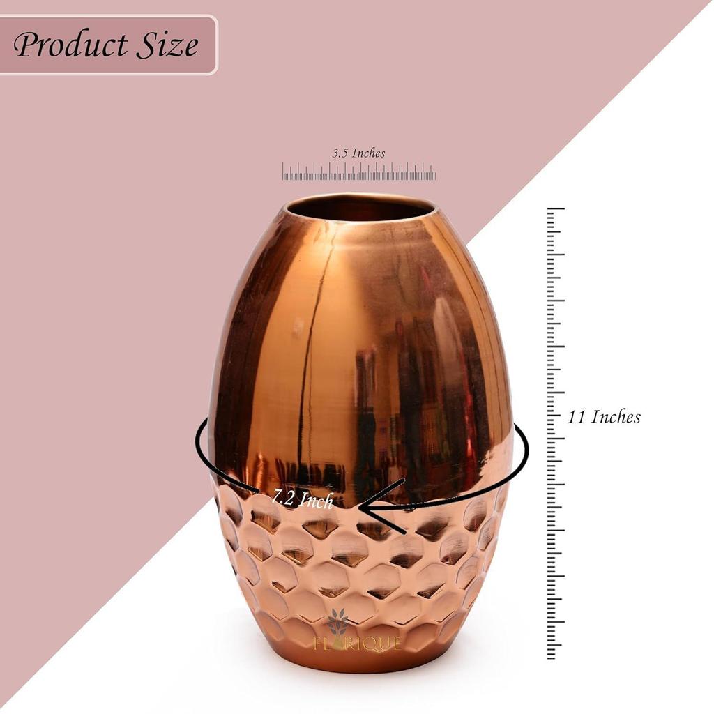 Luxury Gold Decorative Vase – 11 Inch Tall Iron Flower Vase with Honeycomb Design – Elegant Home Décor for Living Room, Office, and Dining Table