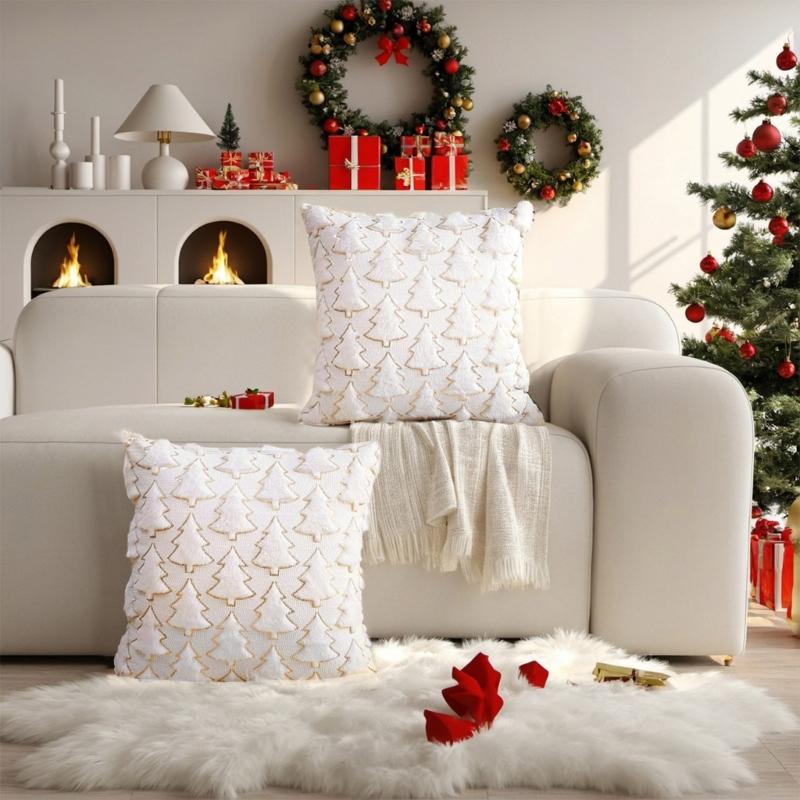 Christmas Throw Pillow Cover 45x45cm, Festival Sofa Chair Cushions Case for Living Room Bedroom
