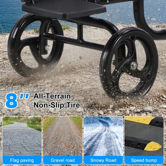 Knee Scooter, Knee Walker for Surgery, Broken Foot, Ankle Injury, Lightweight Crutch Alternative Medical Scooter with Dual Braking System for