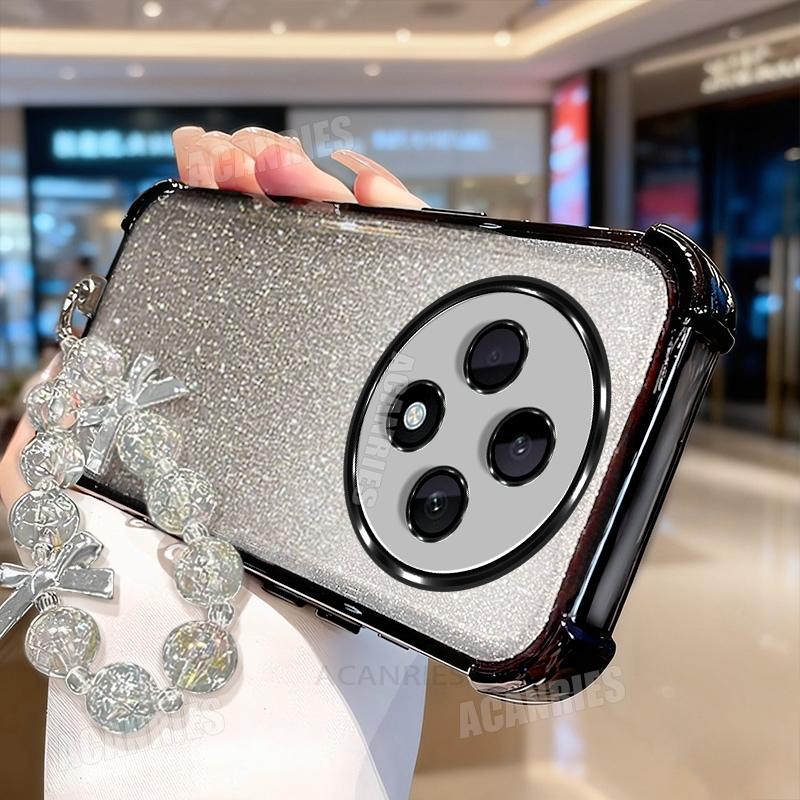 

Reno12f Star Lanyard Chain Plating Glitter Shockproof Silicone Case For Oppo Reno 12 Pro Reno12 F Fs 5g 12f 12fs Soft Back Cover Oppo Reno12 FS 4G