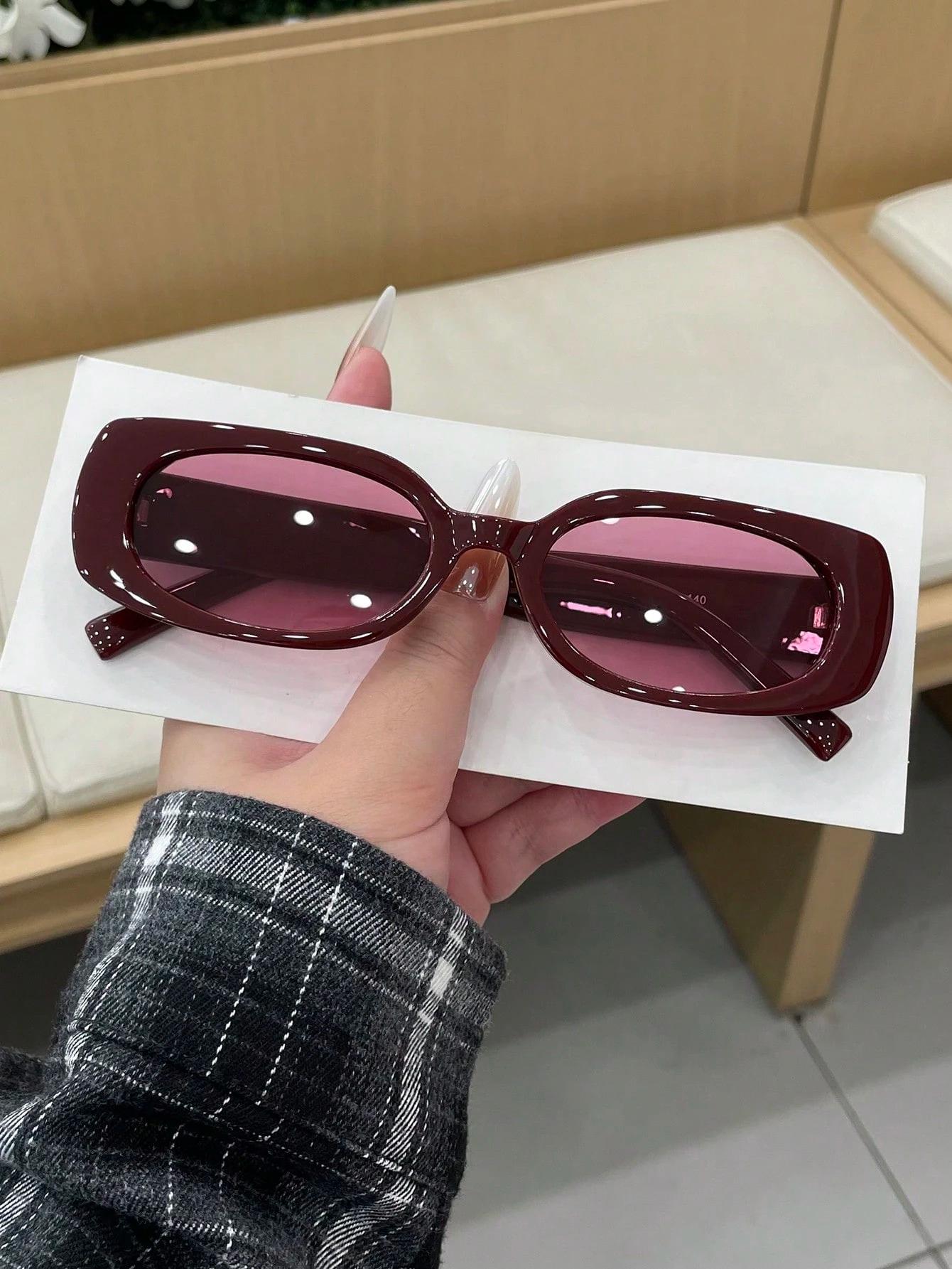 

1PC Red Long Rectangle Frame Retro Casual Fashion Ladies Eyeglasses Suitable for Street Photography And Driving бордовый
