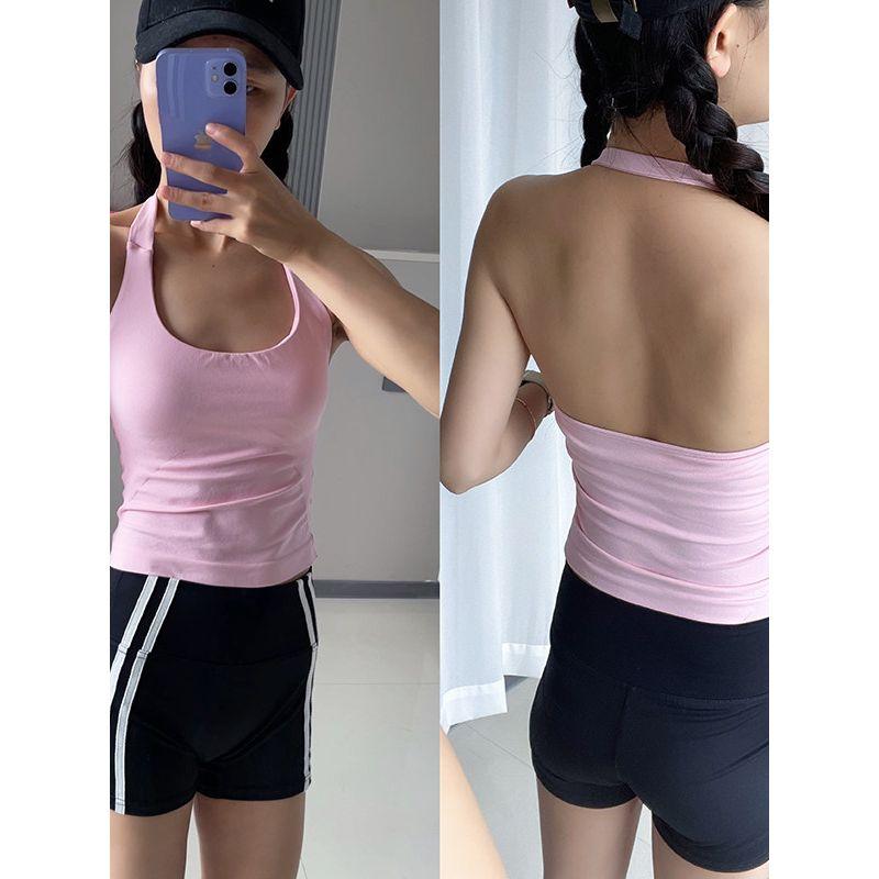European and American Style Halter Neck Seamless Beauty Back Push-Up Sports Bra for Women, Shockproof Quick-Dry Yoga Vest, Running Bra for Outerwear