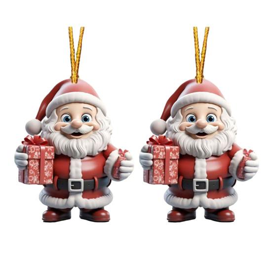 2/7 ks Vánoční Santa Claus Závěsná Dekorace Sváteční Párty Zimní Vánoční Strom 2D Plochá Akrylová Kreslená Závěsná Ozdoba Otec Vánoc