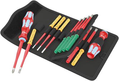 Wera 05006631001 Kraftform Kompakt VDE Stainless Steel 17 1 Set Imported from Ultra-Thin Color-Coded System, 17-Piece [Officially Japan]