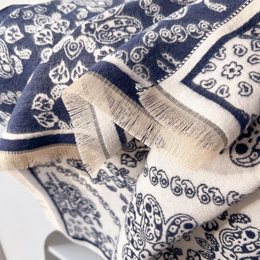 Winter Warm Senior Sense Age Reduction Scarf Literary Retro Double-Sided Shawl Cape Versatile Scarf Women