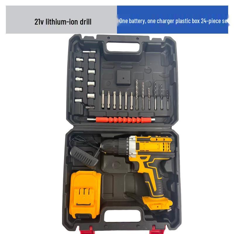 21V Lithium Battery Cordless Drill Set - Multi-Function Electric Screwdriver for Household Use