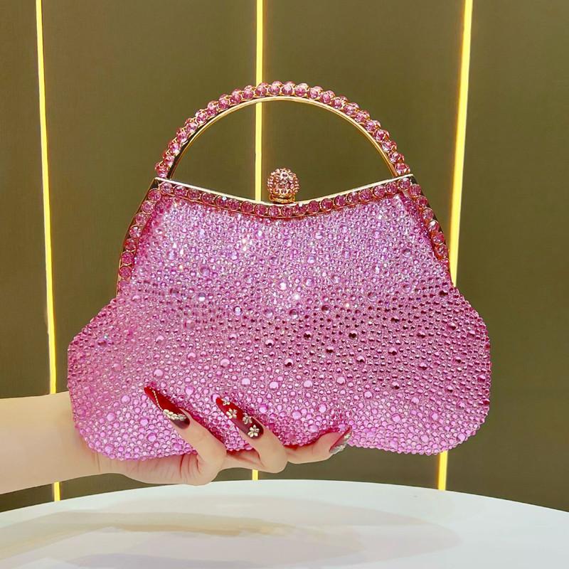 2025 New Fashion Luxury Fine Diamond Inlay Evening Clutch Bag Women Brand High End Rhinestone Handbag Wedding Party Shoulder Bag