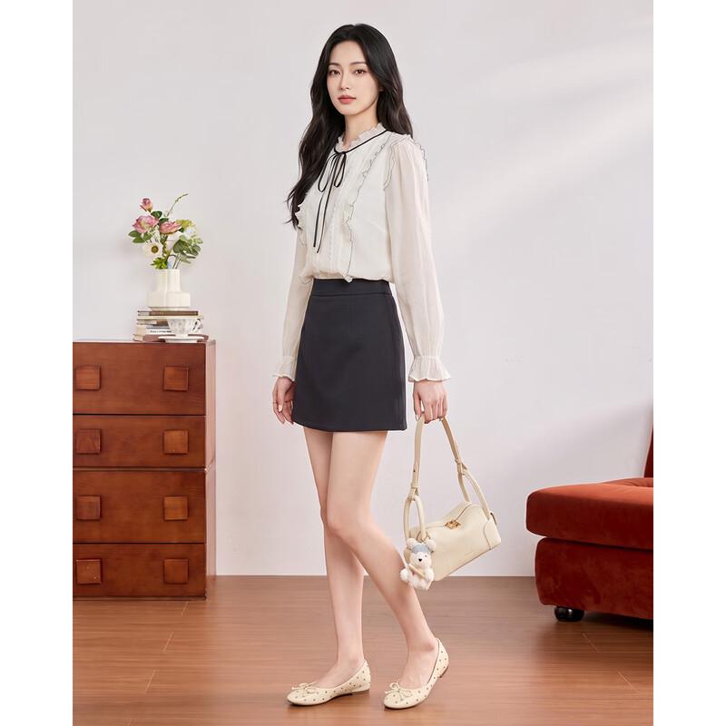 IEF French Style Ruffled Blouse and Skirt Set