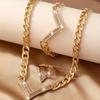 Ring + Bracelet + Necklace Stylish Jewelry Set Sparkling V + Chain Design Match Daily Outfits Party Accessories Perfect Decor Fashion Trends Followers