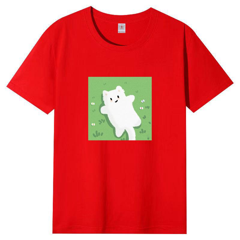 Cotton Short-sleeved T-shirt Female 2025 New Summer Printing Loose Simple Korean Version of The Top Body Shirt Female