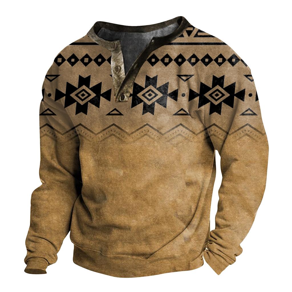 Men's Printing  Plush Warm Coat Fleece Sweater Casual Coat Pocket Sweater Autumn Winter