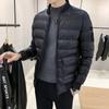 Men's cotton jacket, trendy winter wear, thickened stand-collar short PU leather cotton jacket, stylish casual leather jacket for men