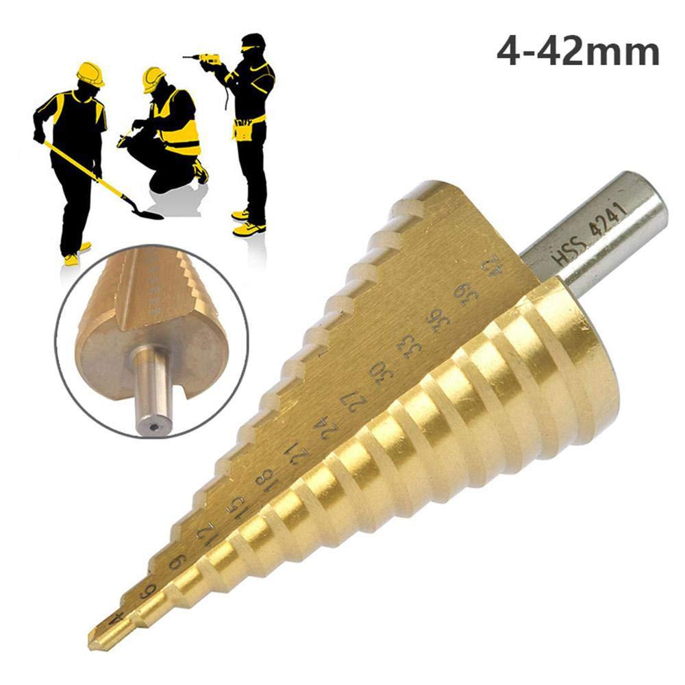 Premium-HSS Step Cone Drill Bit - 4-42Mm 14 Sizes Round Shank Hole Cutter Tool High Speed Steel