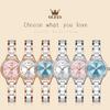 OLEVS Women's Watch Ceramic Diamond Quartz Waterproof Luminous Night Light Pink Gift