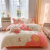 Winter Thickened Milk Velvet Embroidered Four-piece Set, Anti-static and Warm, Double-sided Velvet Quilt Cover, Coral Velvet Bedding