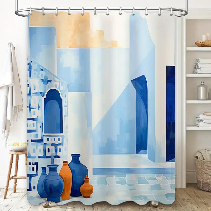 Lyxig Vattentät Duschdraperi för Badrum med Vintage Stil Bågdesign Dekor Heminredningstillbehör