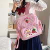 Kawaii Kinder Schultasche Niedliche Erdbeerstickerei Schüler Rucksack Punkte Mehrere Taschen Nylon Mode College Für Teenager Mädchen