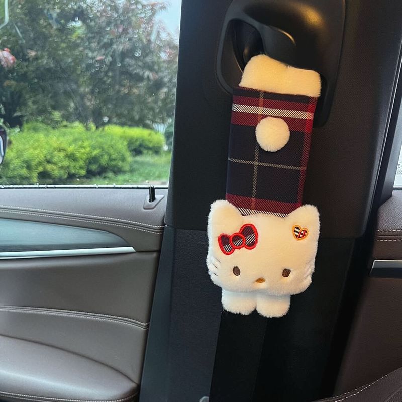 

and Cool Style Kt Cat Car Seatbelt Shoulder Pad Interior Decoration Ornament Headrest Lumbar Support for Girls Car Accessories with a High-End Feel Blue and Red Safety Belt 21.5*17.5cm
