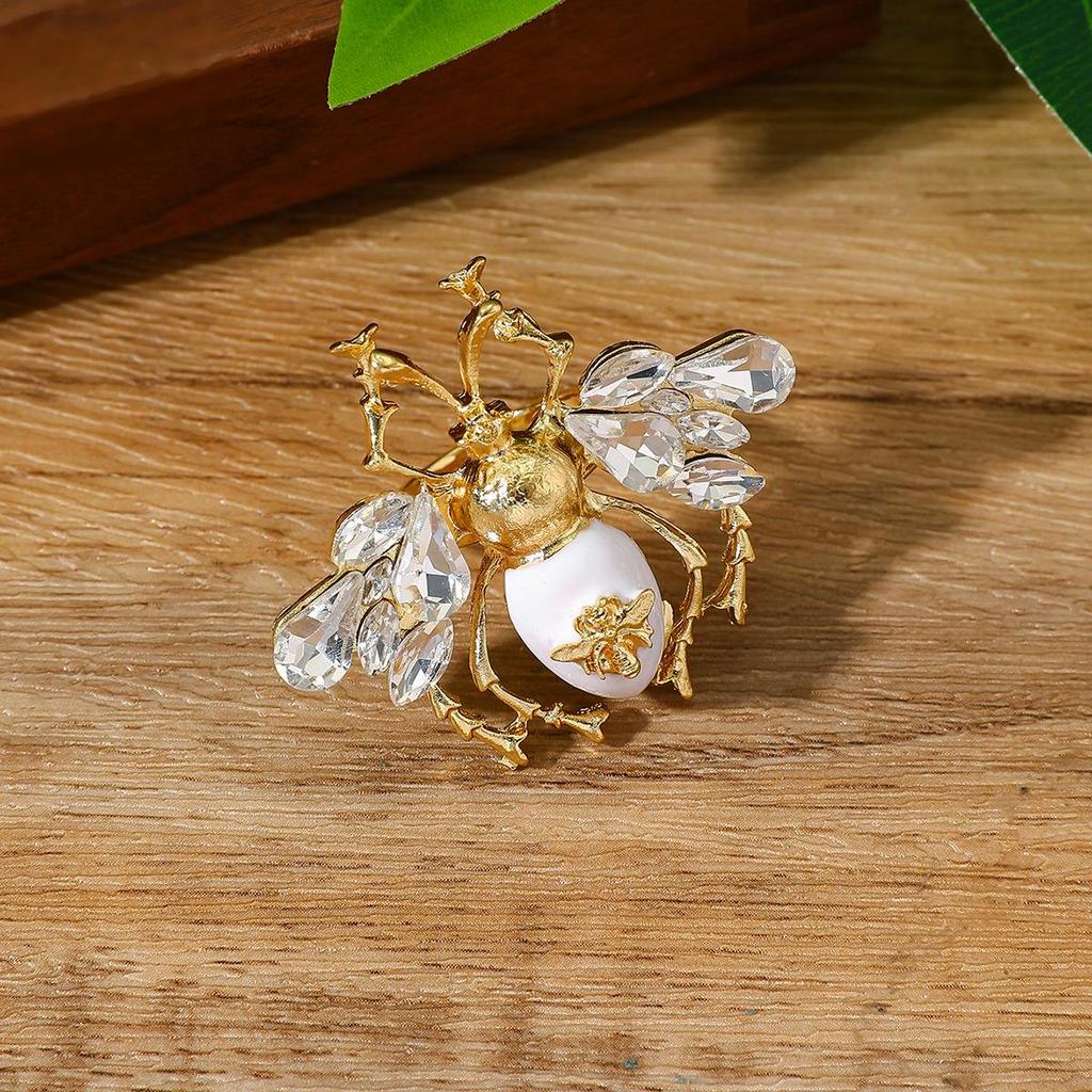DIY Rhinestone Zinc Alloy Ladybug Ring Accessories