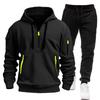 Autumn Men's Casual Sports Suit with Multi-Zipper Arm Pockets & Fashionable Hoodie