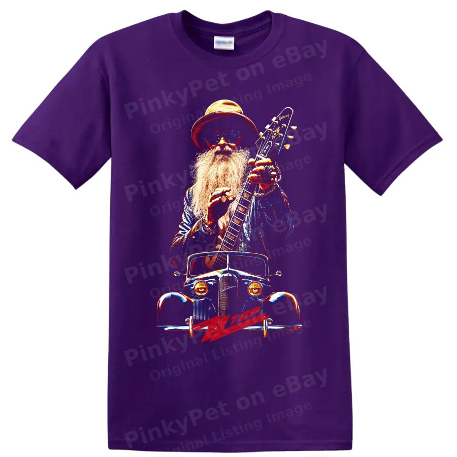 ZZ Top Rock Band T Shirt w/ Guitar Bearded Musician Vintage Car Graphic Art Tee