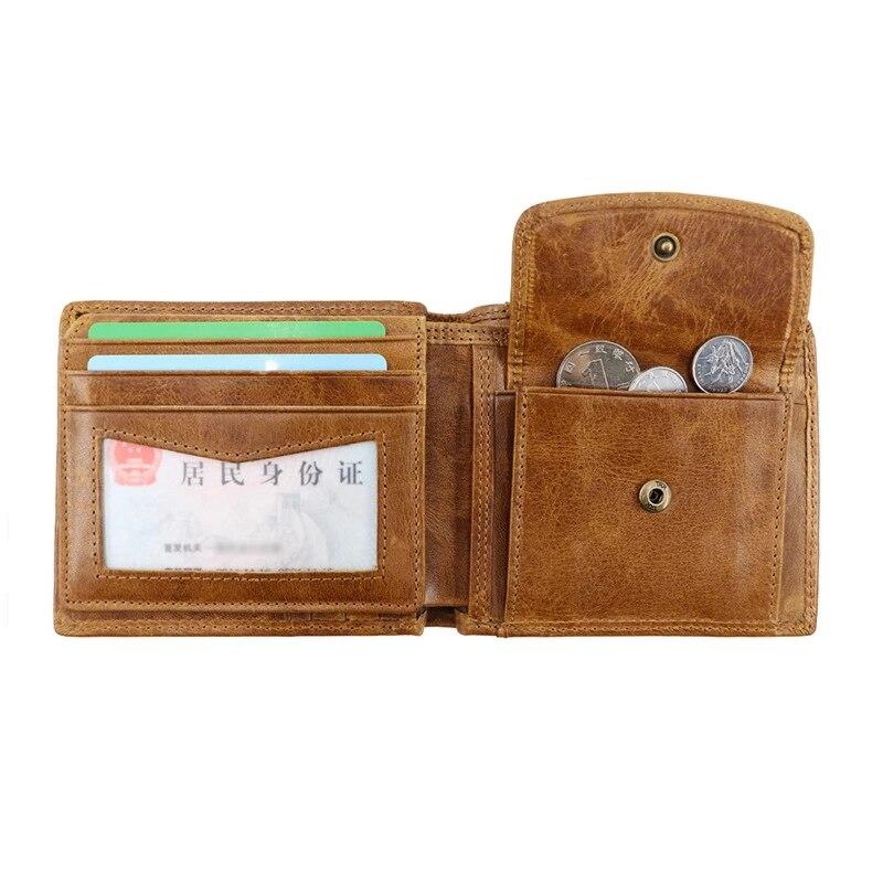 2021 klassiska plånböcker för män Vintage plånbok i äkta läder Rfid Stöldskydd Kortvikt Visitkortshållare Handväska Plånbok Man