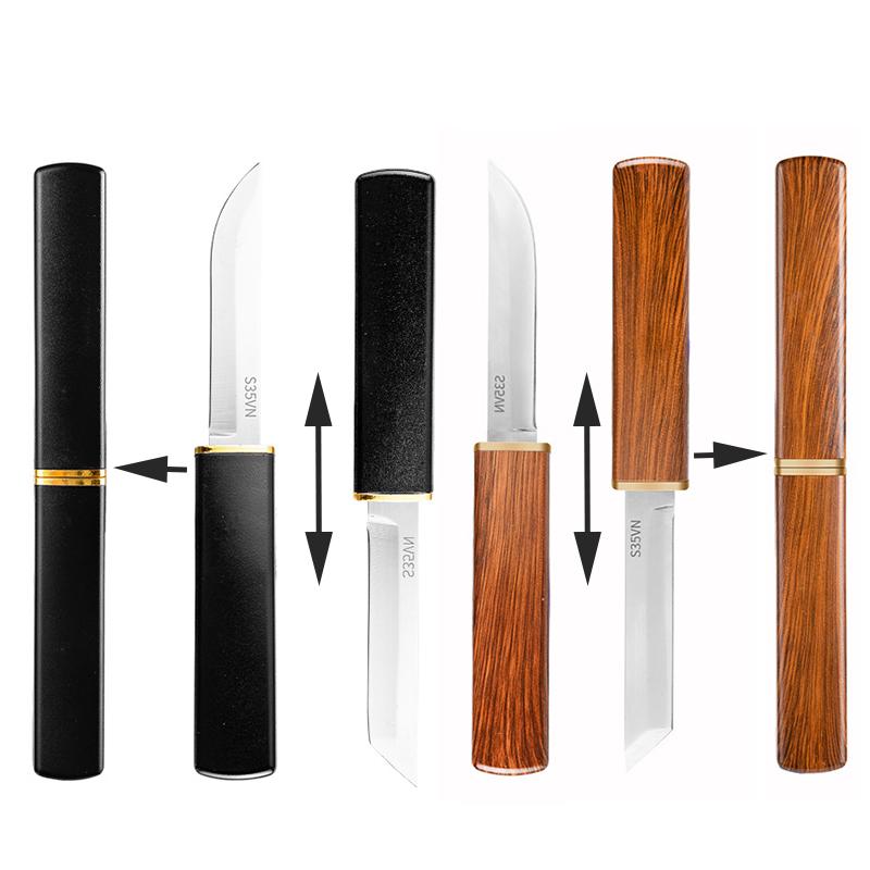 2pcs Kitchen Knives Double-Blade Combination Butcher Meat Cleaver Pocket Knife Boning Peeling Barbecue Fishing Knife