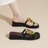 Retro Wedge Heel Sandals Women's Shoes and Slippers New One-shoulder Slippers