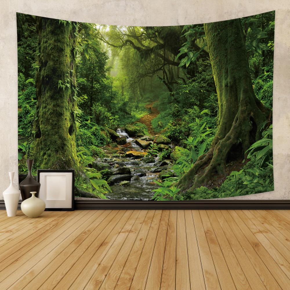 Natural Landscape Tapestry Tropical Forest Wall Hanging Hippie Bedroom Living Room University Dormitory Home Decoration Tapestry