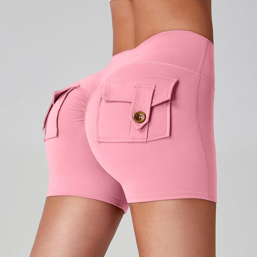 Women's Workwear Hip Lifter Yoga Shorts High Waist Pocket Sports Fitness Shorts