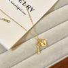 Stylish S925 Sterling Silver 18K Gold Heart Key Clavicle Necklace for Women