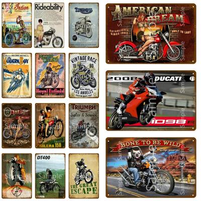 Vintage Plakát Závodního Motocyklu Triumph Kovová Plechová Plaketa Retro Značky Pro Hospodu Bar Garáž Domácí Nástěnná Dekorace 20x30cm YL143