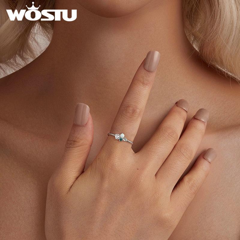 WOSTU Bague opale exquise en argent Sterling 925, minimaliste, grâce délicate, mode pour femmes et filles, bijoux fins, cadeau