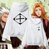Men Women Bleach 8th Division Symbol Hoodie Unisex Oversized Anime Gotei 13 Back and Chest Print Pullover Hooded Sweatshirt Casual Street Daily Wear