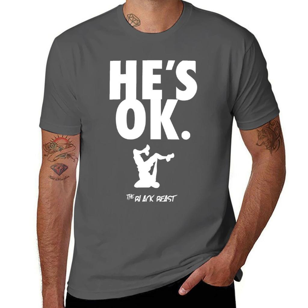 Derrick Lewis Hes Ok The Black Beast Tshirt Breathable Basic Cotton Tshirt