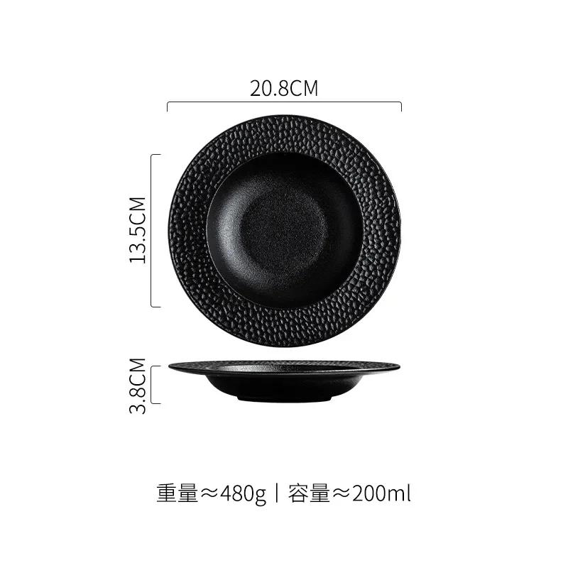 

Frosted Ceramic Plate Salad Plate Pasta Dish Thick Soup Plate Serving Dish Hammer Pattern Straw Hat Plates Restaurant Tableware