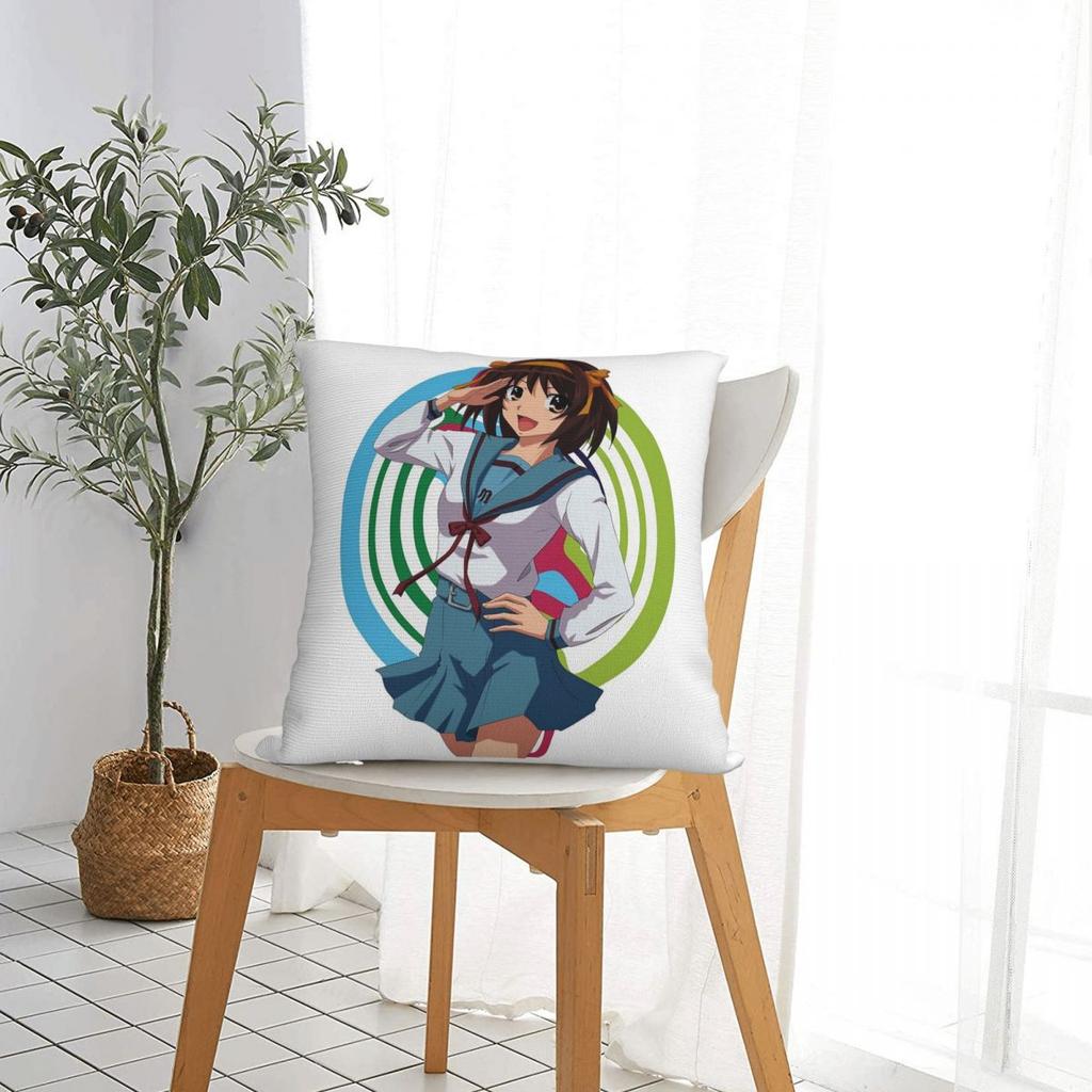 The Melancholy Of Haruhi Suzumiya Anime Square Pillowcase Pillow Cover Cushion Throw Pillow for Home Sofa Living Room