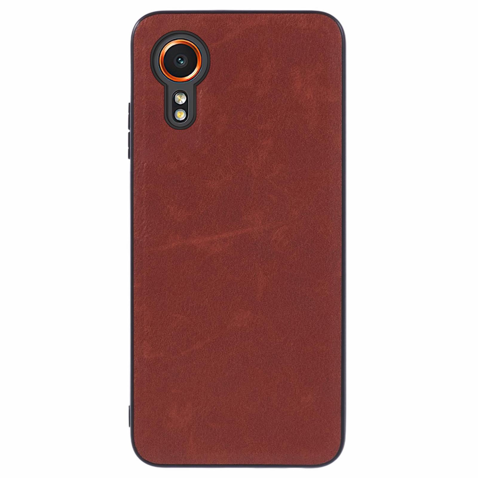 

For Samsung Galaxy Xcover7 Case Solid Color PU Leather+PC+TPU Retro Phone Cover C