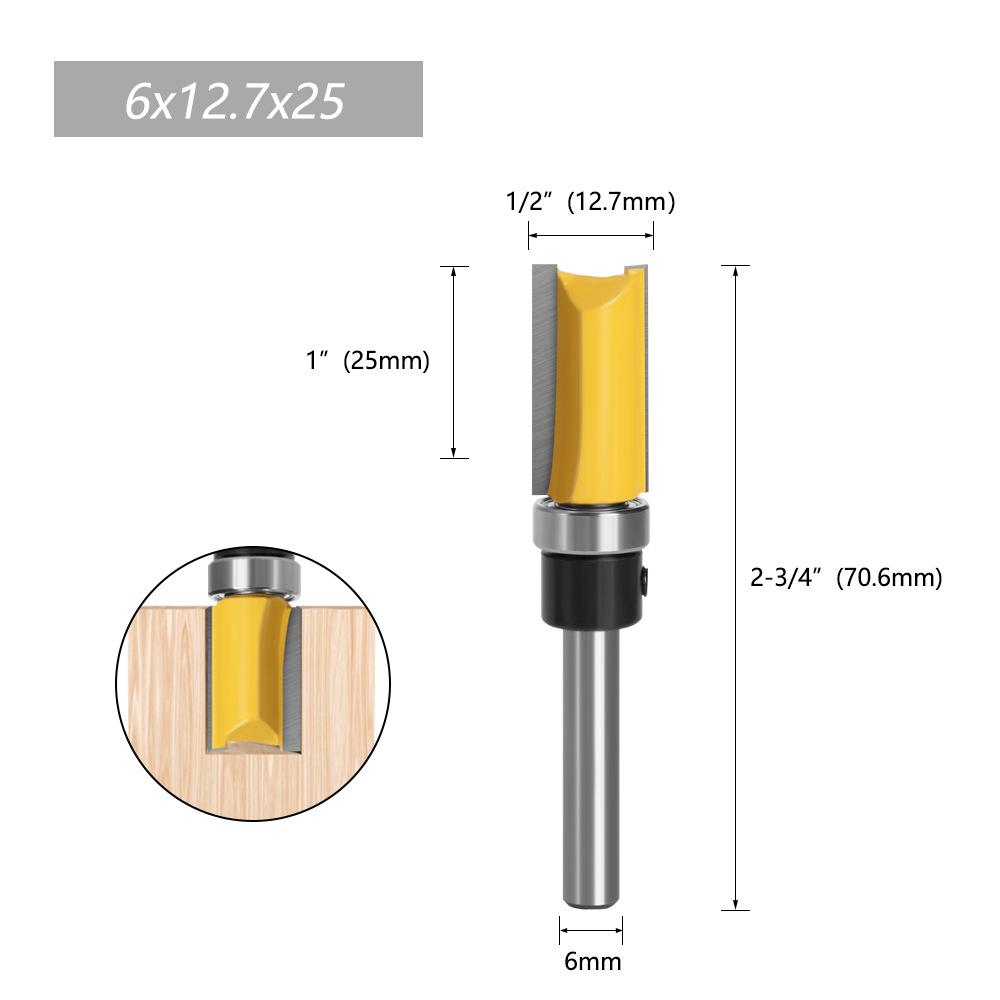 1/4" Shank Double Bearing Straight Trim Router Bit for Woodworking