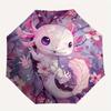 1pc Axolotl on a Tree Pattern Automatic 3-Fold Umbrella, 8 Iron Frames, High-Value Folding Umbrella, Suitable for Office, Travel and Outdoor