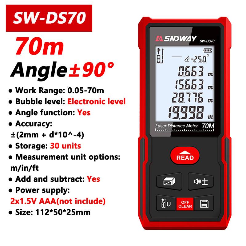 Pofessional Laser Distance Meter 50m 70m 100m 120m Rangefinder High Accuracy Digital Range Finder Build Measure Device