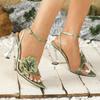Pointed Toe Stiletto Heel Fashion Sandals Women's Sexy Elegant French Style High Heels Cross Ankle Strap Flower Sandals 35-42