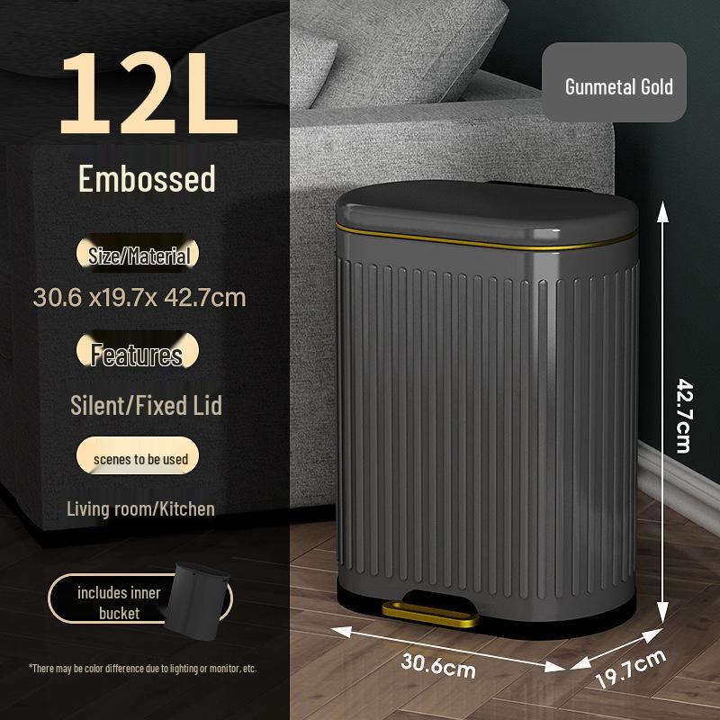 Stainless Steel Soft-Close Foot-Operated Trash Can for Kitchen, Living Room, and Bathroom