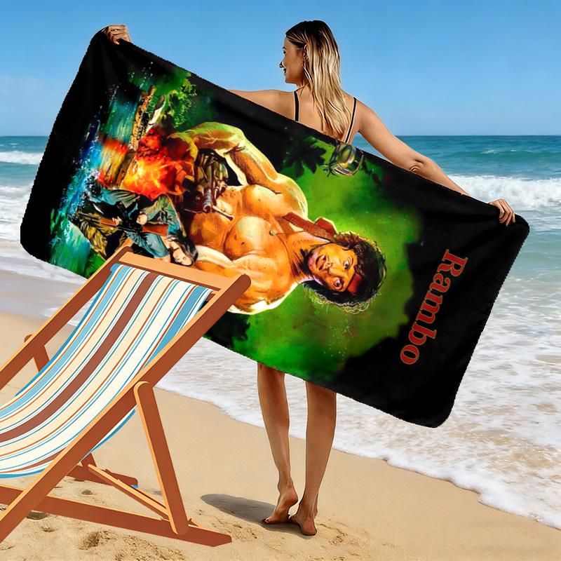 Rambo Print Beach Towel, Large Soft Quick Dry Towel for Beach Camping Swimming