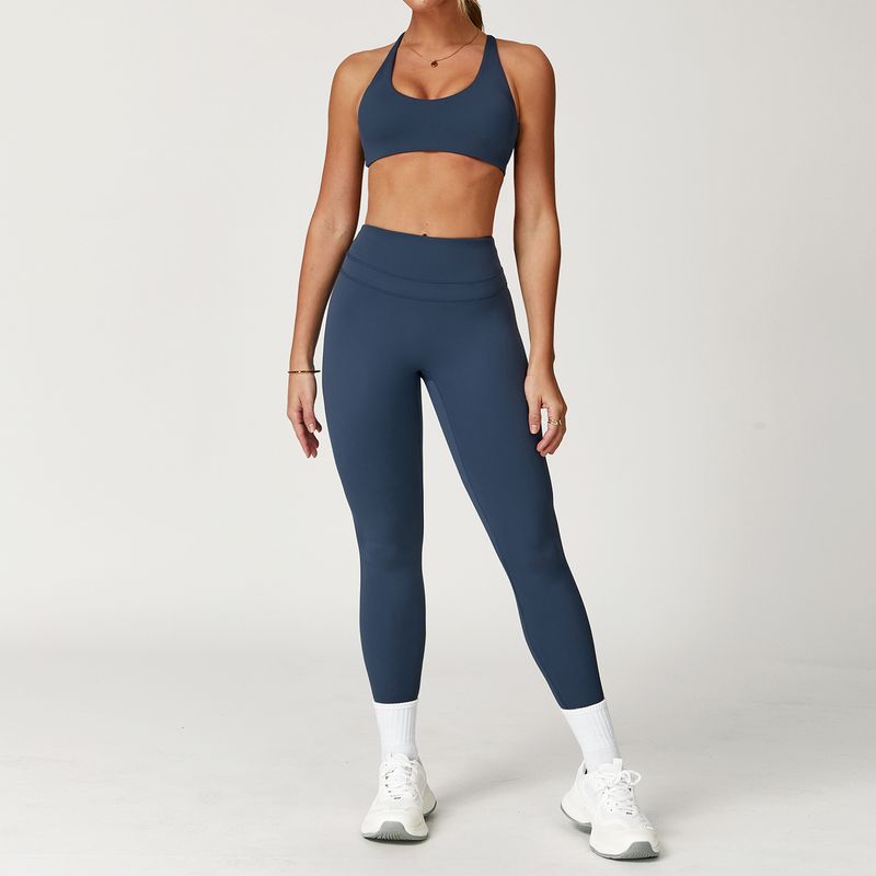 Guangzhou Zechuang Clothing Co., Ltd. Brushed Tight Back Yoga Suit Stretch High Waist Workout Clothes for Women Running