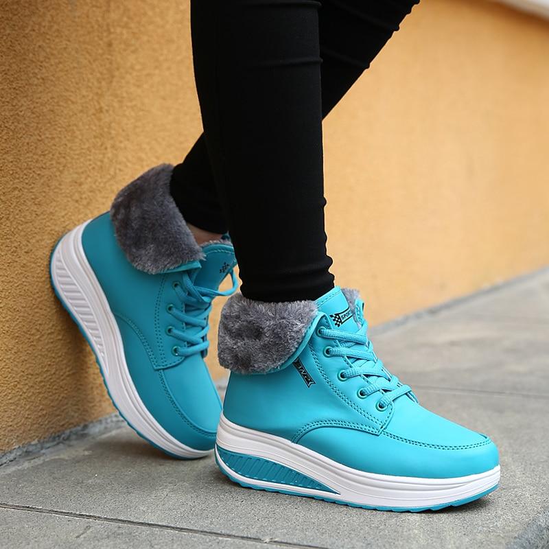 High Ankle Snow Sneakers Sport Woman Anti -Skid Winter Plus Plush Women 'S Walking Shoes with Fur Thermal Footwear for Women