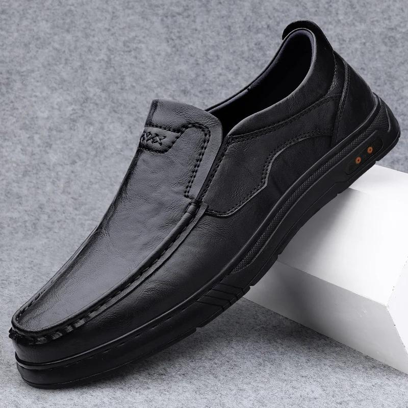 

Мужская деловая обувь из натуральной кожи, новое поступление 2024 года, мужские мокасины, универсальная мужская обувь для ходьбы, высококачественные туфли на плоской подошве для мужчин 44 чёрный