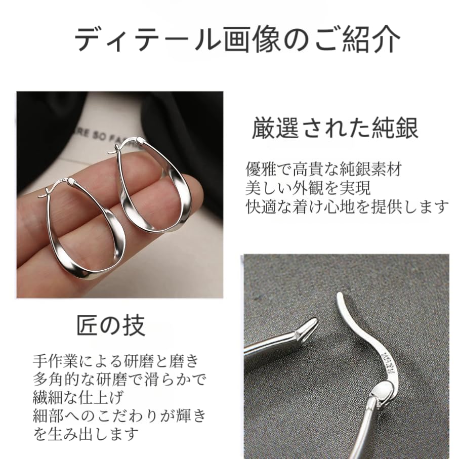 925 Swing Hoop Moebius Wave Seamless Romantic Gorgeous Sparkling Silver Binaural Suitable for Sensitive Simple Sling Design with Elegant Packaging for