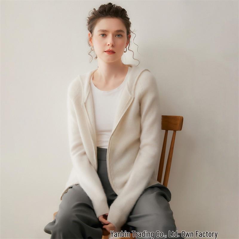 Cardigan Pull Manteau à Capuche en Cachemire pour Femme