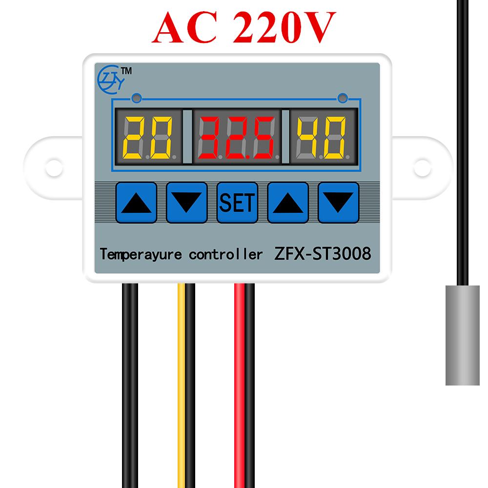 ZFX-ST3008 Microcomputer Temperature Controller Digital Thermostat Intelligent Time Controller Adjustable NTC10K Measurement
